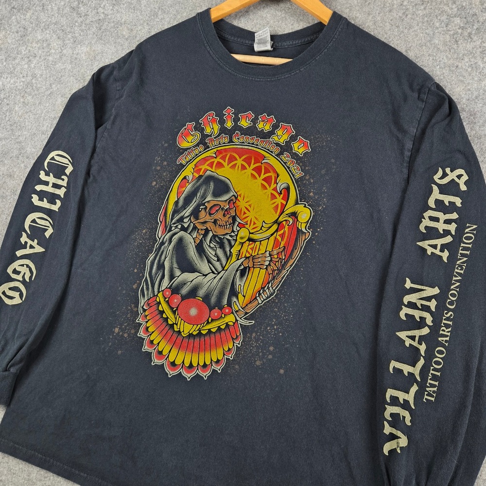 Chicago Tattoo Arts Convention Shirt Mens Large Black Villain Arts Reaper